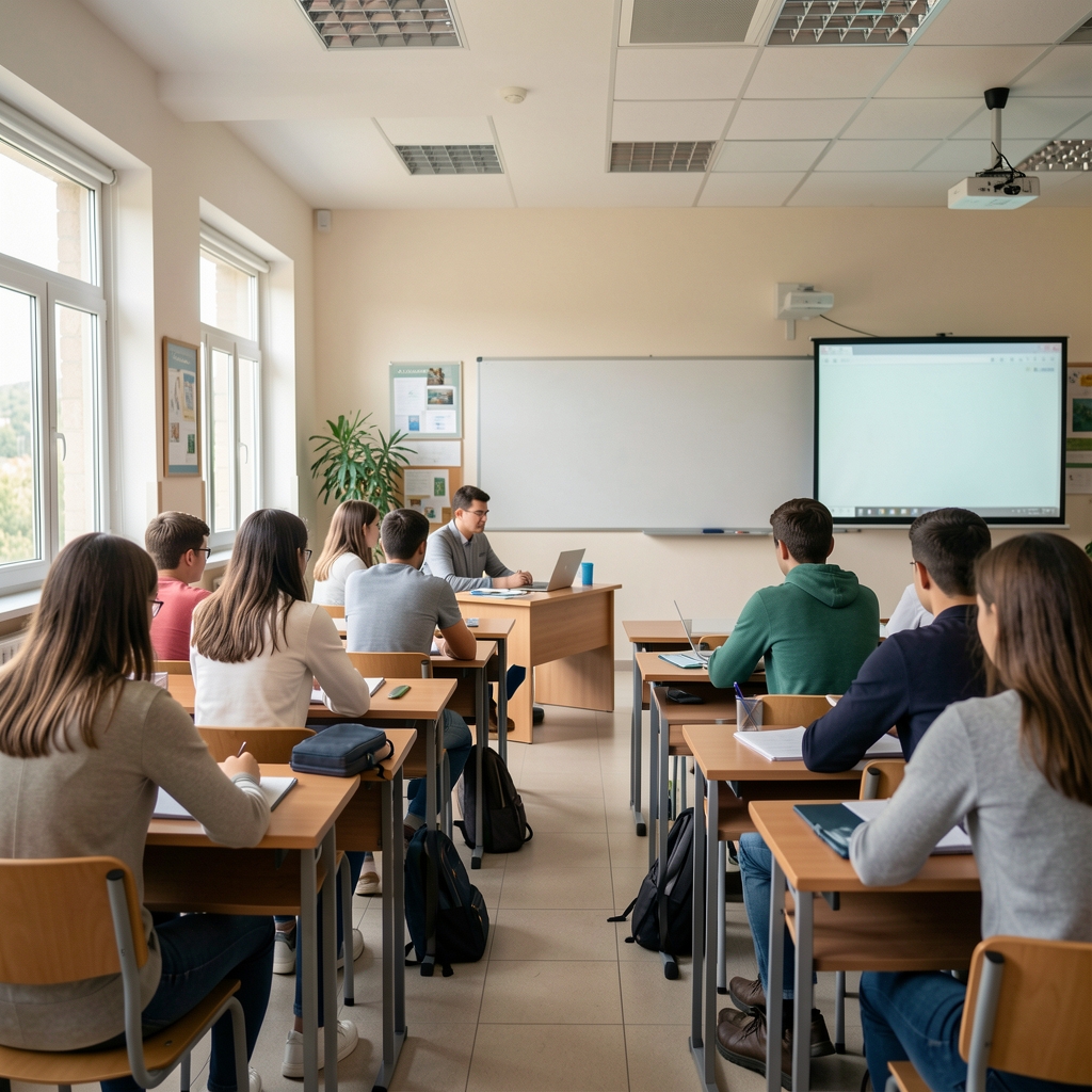 Студенти на предавању у модерно опремљеној учионици Универзитета Доња Горица у Подгорици